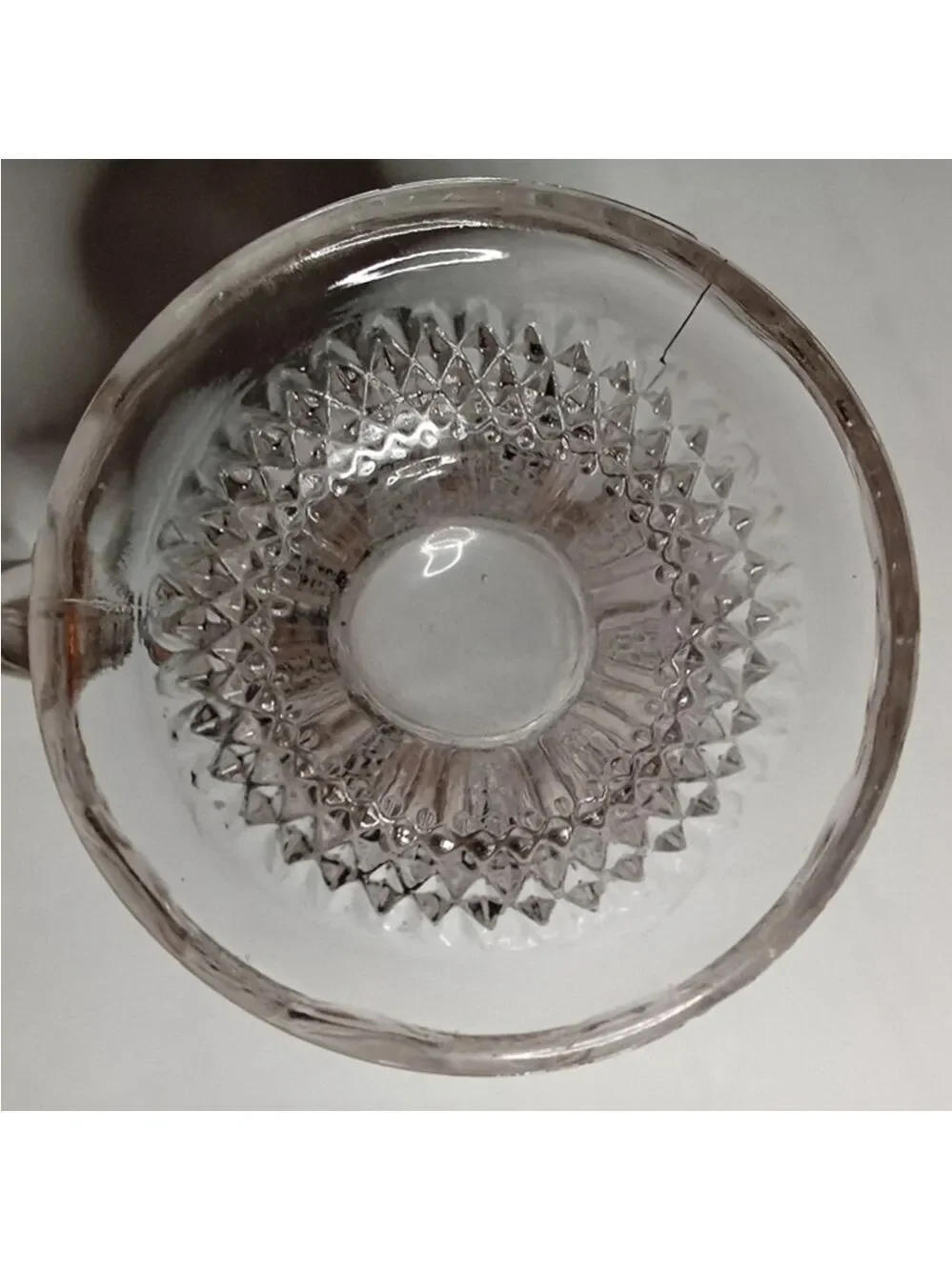 US Glass Antique EAPG Texas Loop Stippled Pattern Clear/Gold Creamer Pitcher